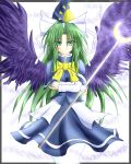  ghost green_eyes green_hair hat long_hair mima ribbon scepter sceptre solo touhou wings wizard_hat 