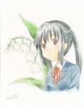  eunos flower k-on! nakano_azusa school_uniform traditional_media twintails watercolor_(medium) 