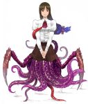  brown_hair copyright_request monster monster_girl red_eyes shiira skirt slime tentacles 
