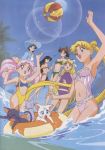  aino_minako artemis bandeau beachball bishoujo_senshi_sailor_moon chibi_usa happy hat hino_rei kino_makoto luna mizuno_ami ocean summer swimming swimsuit tsukino_usagi water wet 