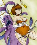  breasts brown_hair candle curvaceous curvy glasses lingerie glasses monster oppai scooby_doo short_hair tentacles velma_dace_dinkley 