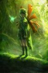  ag+_(atelieriji) aru atelieriji boots cape fairy forest forest_medallion great_deku_sprout green green_hair hairband highres knee_boots kokiri making_of medallion nature nintendo ocarina_of_time pointy_ears realistic saria short_hair shorts solo standing the_legend_of_zelda 