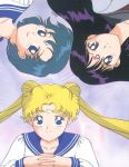  bishoujo_senshi_sailor_moon crescent_moon hino_rei mizuno_ami smile tsukino_usagi upside_down 