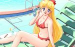  aino_minako bikini bishoujo_senshi_sailor_moon blonde_hair blue_eyes old_school pool poolside smile summer swimsuit 
