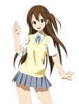  brown_hair extra fukuoka_katsumi k-on! long_hair school_uniform side_ponytail sweater_vest taki_eri waving 