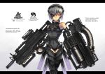  eyepatch gia gun highres original red_eyes rifle short_hair silver_hair simple_background solo weapon 