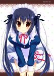  alternate_costume ameto_yuki bent_over black_hair brown_eyes enmaided hands_on_knees k-on! long_hair maid nakano_azusa smile solo twintails 