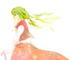 ascot dress_shirt green_hair kazami_yuuka kizoku-chan long_skirt shirt short_hair skirt skirt_set solo touhou umbrella wind youkai