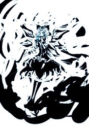  abstract blue_eyes bow cirno f7(eiki) highres short_hair solo spot_color touhou wings 