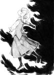  highres looking_up monochrome outstretched_arms pantyhose rumia short_hair solo spread_arms takeuma takeuman the_embodiment_of_scarlet_devil touhou youkai 