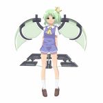  ascot bow daiyousei dress footwear green_eyes green_hair hair_bow hair_ornament hairclip kinakomoti legs loafers mechanical_wings shoes short_hair side_ponytail socks solo touhou wings 