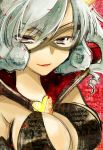  arsene artist_request breasts cape cleavage heart henriette_mystere lipstick makeup mask silver_hair source_request tantei_opera_milky_holmes 