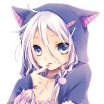  1girl animal_ears animal_hood blue_eyes braid cat_hood hood ia_(vocaloid) kuroi_(liar-player) long_hair purple_hair solo vocaloid 