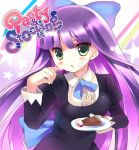  azumi_kazuki cake eating food food_on_face green_eyes hair_ribbon multicolored_hair open_mouth panty_&amp;_stocking_with_garterbelt plate ribbon solo stocking_(character) stocking_(psg) two-tone_hair 