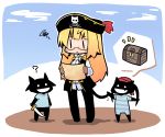  animalization ascot bandana blonde_hair chest chibi fang francesca_lucchini frown hat jolly_roger long_hair luu miyafuji_yoshika pantyhose perrine_h_clostermann pirate silhouette_demon skull_and_crossbones skull_and_crossed_swords strike_witches sword tail treasure_chest twintails weapon 