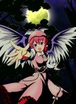  animal_ears dark full_moon hat highres moon mystia_lorelei outstretched_arm outstretched_hand pink_hair short_hair solo tathiro_(030618) tears touhou wings 