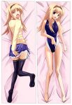  barefoot blonde_hair blue_hair chaos;head competition_swimsuit dakimakura hairband kiari legs long_hair lying nishijou_nanami on_stomach one-piece_swimsuit school_uniform swimsuit thighhighs 