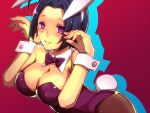  arumaji_(kiss_kill_lila) bad_id black_hair breasts bunny_ears bunnysuit cleavage idolmaster idolmaster_2 miura_azusa pantyhose purple_eyes rabbit_ears short_hair violet_eyes 