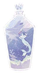 :d ^_^ bottle bubble closed_eyes commentary_request coral fins fish_tail highres minimized no_humans pokemon signature smile starfish starmie tail underwater vaporeon white_background yurano_(upao) 