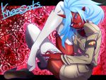  blue_hair glasses horns kneesocks_(character) kohcy panty_&amp;_stocking_with_garterbelt red thigh-highs thighhighs 