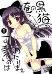  amakawa_akito animal_ears black_hair blouse bra breasts can&#039;t_be_this_cute cat_ears gokou_ruri lingerie long_hair off_shoulder open_clothes open_shirt ore_no_imouto_ga_konna_ni_kawaii_wake_ga_nai parody red_eyes romaji shirt solo thigh-highs thighhighs translated underwear 