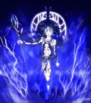  blue_background blue_eyes blue_hair falcom lightning magic spoilers staff tattoo tia_(ys) tialuna xiacheng_tatsuya ys ys_seven ys_vii 