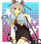  aristocrat-y bad_id capelet face grey_hair homura_(aristocrat-y) jewelry light_smile looking_at_viewer mouse_ears mouse_tail nazrin pendant red_eyes short_hair silver_hair star tail touhou 