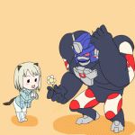  beast_wars chibi crossover elma_leivonen flower maximal optimus_primal pantyhose robot strike_witches tail transformers white_legwear 