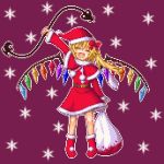  blood capelet christmas flandre_scarlet hat laevatein lowres pixel_art sack santa_costume santa_hat tome_(wolf) touhou wings 