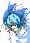  cirno from_above hair_bow hair_ribbon highres page perspective ribbon sketch touhou 