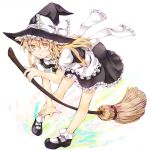  bad_id blonde_hair braid broom hat hat_ribbon kirisame_marisa long_hair mary_janes ribbon ryousui_nao shoes solo touhou witch witch_hat yellow_eyes 