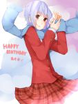  birthday blue_hair happy_birthday izumi_ako mahou_sensei_negima! peconi red_eyes scarf school_uniform short_hair 