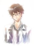  brown_hair code_geass glasses green_eyes jyuru kururugi_suzaku male necktie solo 