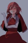  :q cape dark naughty_face okazaki_yumemi red_eyes red_hair redhead smile solo tongue touhou touhou_(pc-98) tugmix 