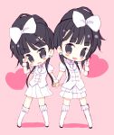  bow hair_bow heart ishihara_kaori meito_(artist) meito_(maze) ogura_yui original seiyuu siblings skirt thigh-highs thighhighs twins 
