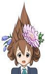  brown_hair flower hair_flower hair_ornament hairclip hirasawa_yui k-on! looking_at_viewer moestro open_mouth shouten_pegasus_mix_mori 