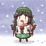  aonagi_ibane chibi hat mittens reiuji_utsuho scarf snow touhou winter_clothes 