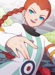  androgynous blue_eyes braid face foreshortening hands inazuma_eleven inazuma_eleven_(series) male open_\m/ red_hair redhead sain sein_(inazuma_eleven) solo thane wings yukasummer 