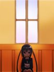  bad_id black_hair flower k-on! nakano_azusa paper school_uniform sitting smile solo sunameri_oishii tears twintails window 