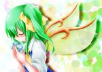  closed_eyes daiyousei green_hair heart ice ice_sculpture kemoyuri lilyl0ve side_ponytail solo tears touhou wings 