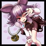  animal_ears basket blush capelet grey_hair highres ishikkoro jewelry leaning_forward mouse mouse_ears mouse_tail nazrin pendant red_eyes short_hair solo tail touhou ufo v wink 