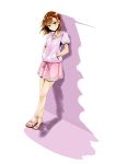  brown_hair casual highres hooded_top legs misaka_mikoto open_toe_shoes pleated_skirt short_hair skirt takon34 to_aru_kagaku_no_railgun to_aru_majutsu_no_index 