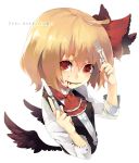  ascot blonde_hair blood bust fangs fork knife long_sleeves red_eyes riku_(wana) rumia short_hair solo the_embodiment_of_scarlet_devil touhou wings youkai 