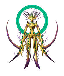  1other absurdres alien artist_request fate/grand_order fate_(series) gold_skin green_halo halo highres no_eyes no_humans ort_(fate) white_background 