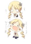  blush_stickers chibi comic darkside drill_hair mahou_shoujo_madoka_magica o_o open_mouth pantyhose school_uniform teardrop tomoe_mami translated translation_request wavy_eyes 