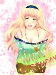  breasts cleavage closed_eyes eyes_closed hairband heart highres jewelry long_hair macross macross_frontier maya_(many_pictures) necklace open_mouth sheryl_nome 