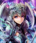  armor crown green_hair head_wings melia pote_(crown) purple_eyes silver_hair solo violet_eyes xenoblade 
