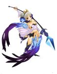  armor armored_dress breasts cleavage crown feathers gwendolyn ikechi kneepits odin_sphere panties polearm spear underwear weapon white_background wings 