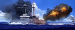  battle battleship cannon cloud clouds dakimakura fire firing gun imperial_japanese_navy mikasa_(battleship) nogami_takeshi ocean ship sky smoke soukai_no_seiki water weapon 