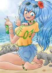 1girl absurdres barefoot brazilian_miku feet hatsune_miku highres licking licking_foot soles tickling toes user_vymz5457 vocaloid